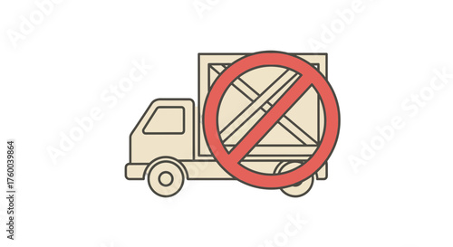 Prohibited Freight Transport: Forbidden Delivery of Goods with Illustrated Truck Icon