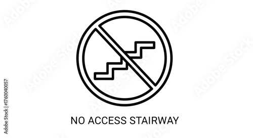Prohibited Stairway Sign: Symbolic Imagery and Forbidden Access Concept Depicted