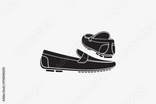 Driving Loafers leather men's shoes vector silhouettes black image. eps