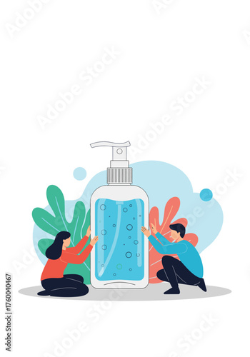 People protecting themselves and others with hand sanitizer during a health crisis.