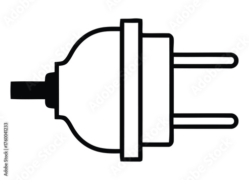Simple White Electrical Power Plug Icon for Connectivity and Devices