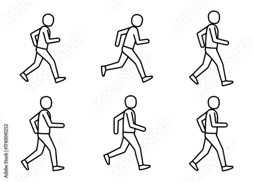 Collection of Stick Figure Icons Representing Movement and Human Activity