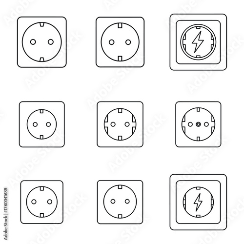European Electrical Wall Power Outlets and Sockets Collection for Home Safety