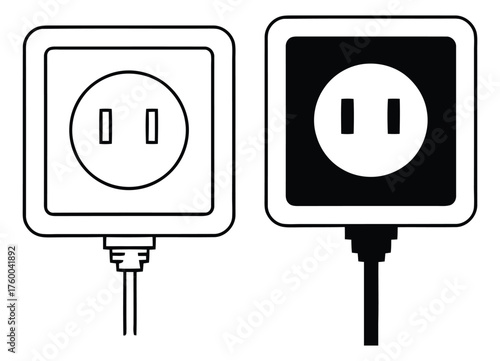 Electrical Wall Sockets with Cords for Power Supply and Charging Devices