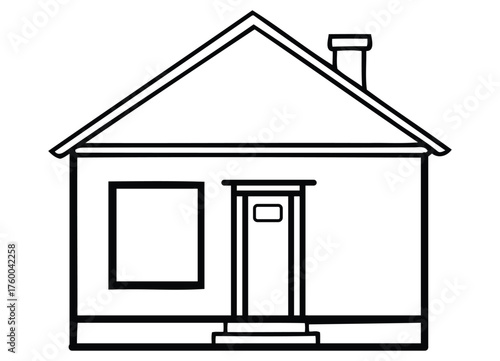Quaint Cottage Style Home Outline with Front Door and Single Window View
