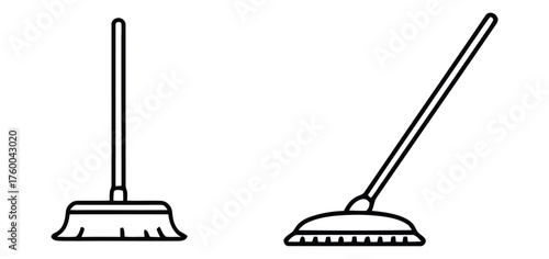 Collection of Two Outline Cleaning Brushes Household Maintenance Tools and Equipment