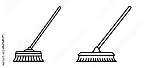 Duo of Angled Floor Brushes Household Scrubbing and Cleaning Equipment Graphics