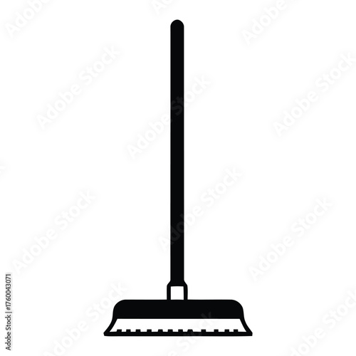Upright Standing Floor Brush Solid Black Silhouette Cleaning Accessory Icon
