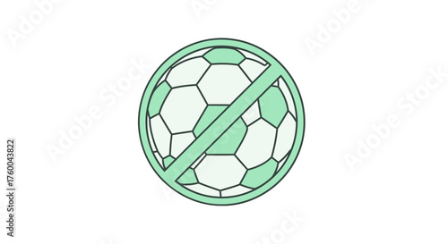 Prohibition of Football Sign Icon, Isolated on Black, Sporting Activity Restriction Warning