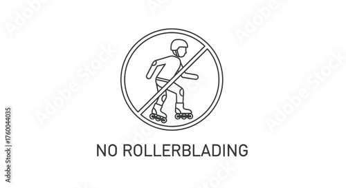 Prohibition Sign Explaining The Restriction of Rollerblading in a Specific Area or Zone