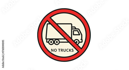 Prohibition Sign Illustrates Restricted Truck Access and Transportation Denial