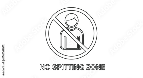 Prohibition Sign Illustrating a No Spitting Zone in an Area for Hygiene and Public Health