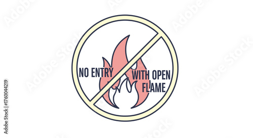 Prohibition Sign: No Entry with Open Flame for Safety Precautions and Regulations