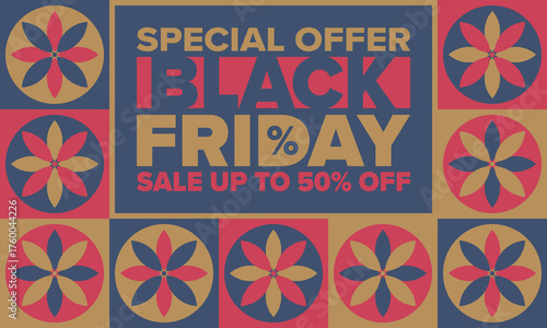 Black Friday. Sale up to 90% off. Biggest sale of the year. Special offer banner. Holiday shopping in United States. Super season deal in November. Discount badge. Creative vector template