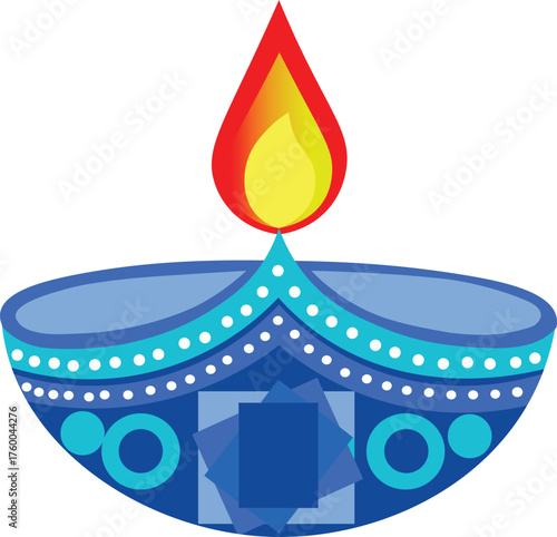 Burning Lamp Illustration: An exquisitely crafted lamp, a symbol of enlightenment and celebration, glows with a vibrant flame, radiating warmth and brilliance.