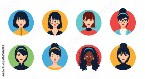 A colorful collection of diverse women's faces in circular frames.