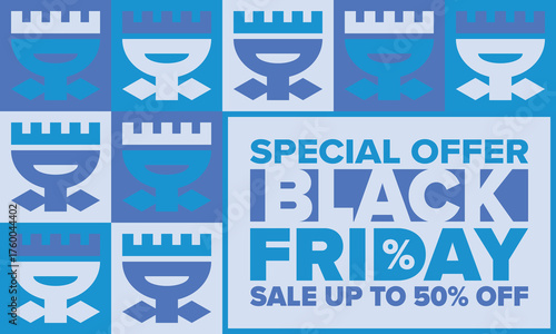 Black Friday. Sale up to 90% off. Biggest sale of the year. Special offer banner. Holiday shopping in United States. Super season deal in November. Discount badge. Creative vector template