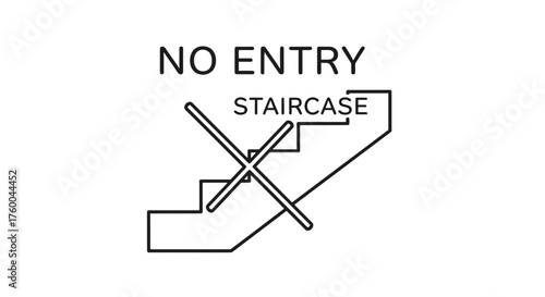 Prohibition Stairway Entry Sign Illustrating Non-Access with Clear Prohibition Symbol