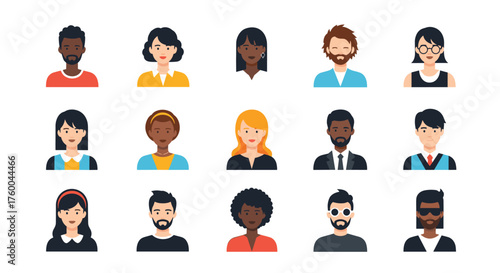 A collection of diverse avatar portraits representing people of various ethnicities and genders.