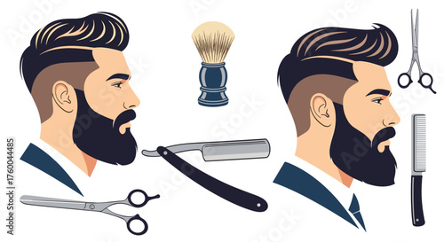 A man getting a haircut from a barber.