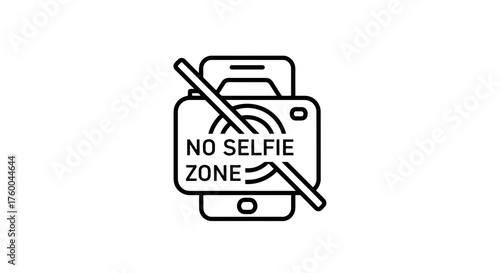 Prohibition Symbol Depicting a No-Selfie Zone Denoting Photographic Restrictions