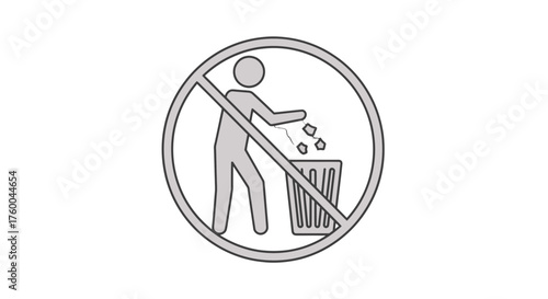 Prohibition Symbol Depicting Actions of Discarding Waste in Specified Receptacle Only