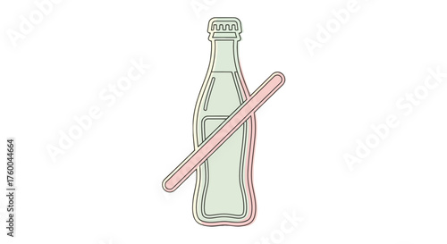 Prohibition Symbol Depicting Beverage Bottle, Health, Restriction, and Denial