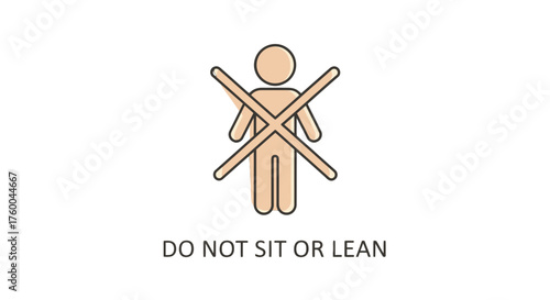 Prohibition Symbol Depicting A Person, Indicating To Not Sit Or Lean On Something