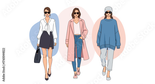 Stylish women showcasing fashionable outfits with elegant accessories.