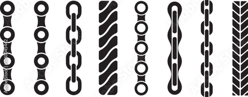 Vector Set of Chains and Ropes for Borders or Graphic Elements | Black and White Decorative Links for Security, Strength, and Design