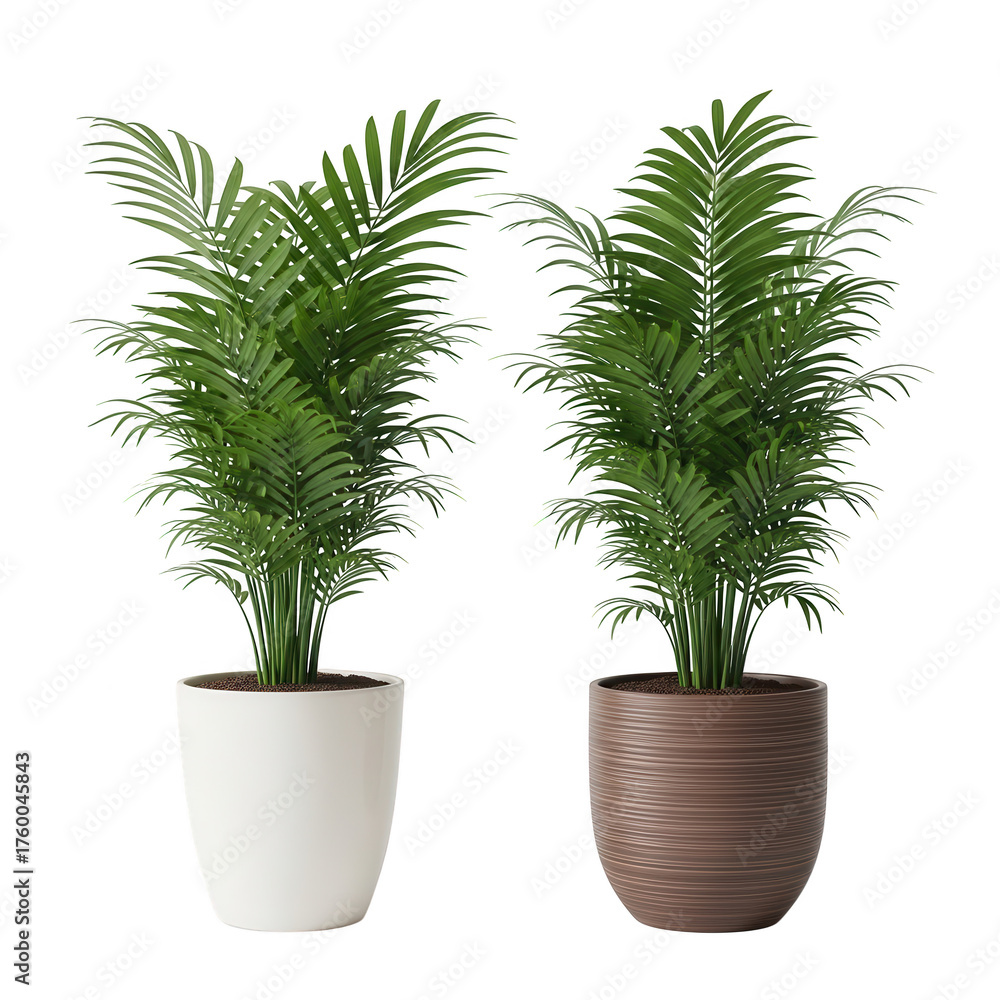 Fototapeta premium Illustration of two potted plants isolated on transparent background in studio