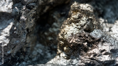 gypsum. Shiny fibrous minerals in ancient rock layers, silver-white luster, natural geological texture. STEM education sheets.
