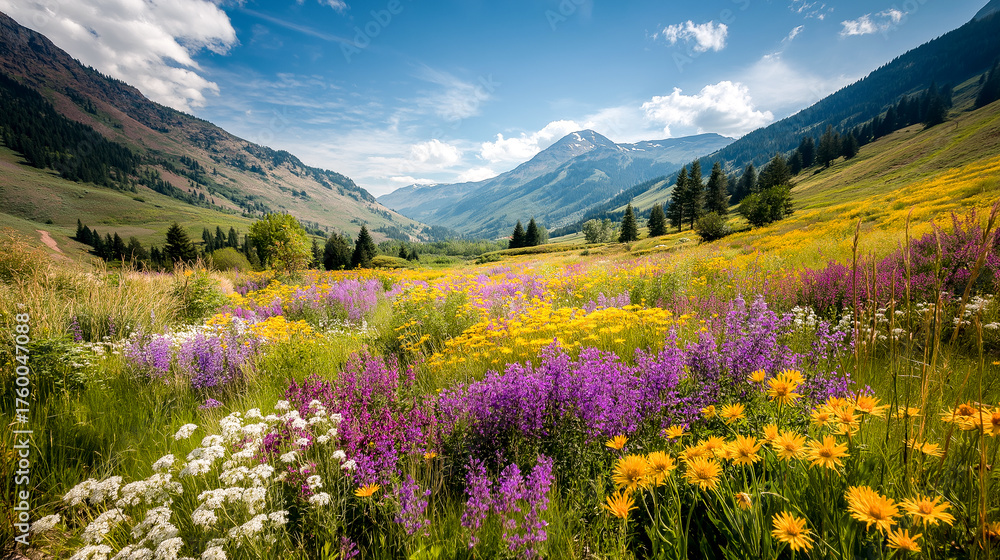 Fototapeta premium alpine meadow with wildflowers