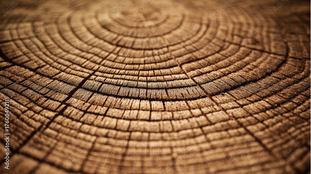 Fototapeta premium section. Close-up of ancient tree rings, intricate wood grain patterns in rich brown tones. gardening catalogs, home-decor guides, designed for home decor and floral branding, used by radiologists.