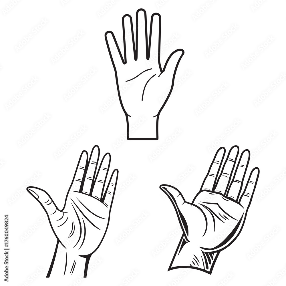 Obraz premium human hand vector line art