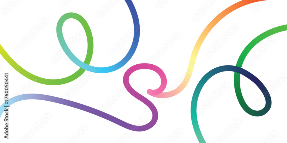 Obraz premium Vibrant Abstract Lines Intertwining on a Black Background. A dynamic image featuring interwoven, colorful lines in various shades of the rainbow against a solid black backdrop.
