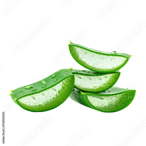 Wallpaper Mural Freshly cut, translucent green plant slices stacked against a black background, with water droplets Torontodigital.ca