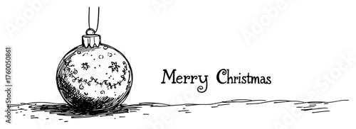 Christmas Ornament Bauble with Merry Christmas Lettering