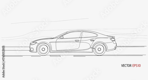 Illustration of a modern car driving on a road perfect for automotive design and vehicle concepts art