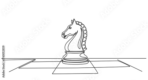Single line drawing of a chess knight piece vector illustration for chess players and game enthusiasts design