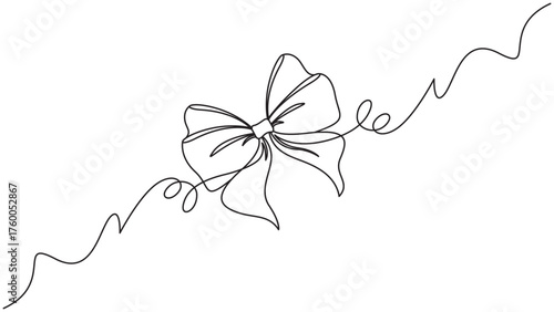 Elegant single line drawing of a ribbon bow, perfect for minimalist designs