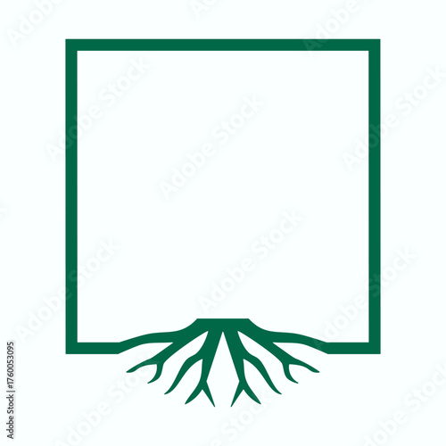 Green Square Tree Roots Border Frame