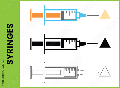Modern Medical Syringes Vector Illustration in Multiple Design Styles