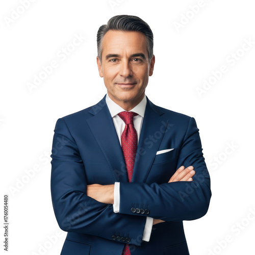 Man in a suit with arms crossed isolated on transparent background