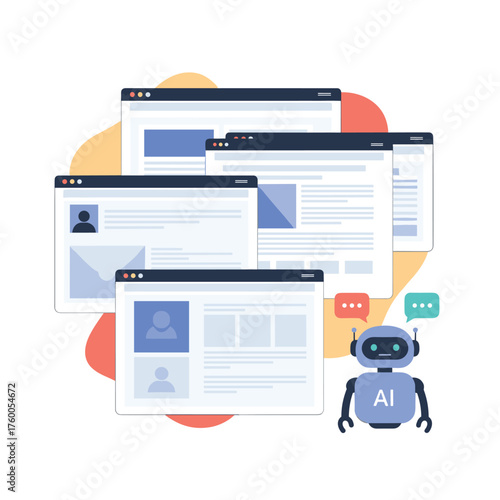 Automating the creation and management of online content with artificial intelligence and chatbots.