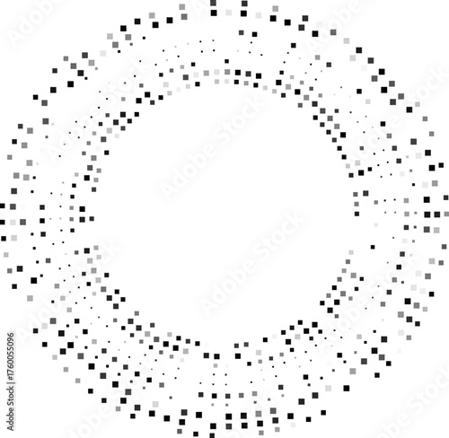 Pattern featuring a radial arrangement of textured dots forming a complete circular structure with varied density.