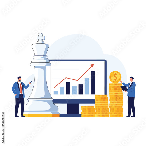 Strategic business growth planning with financial analysis and investment.