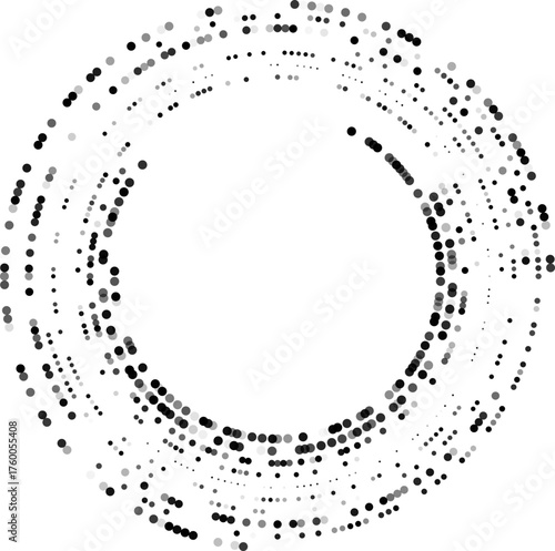 Balanced circular pattern integrating both line and dot elements distributed in radial symmetry.