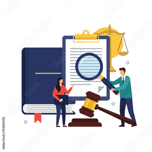 Legal professionals carefully examining important documents and evidence during a court proceeding.