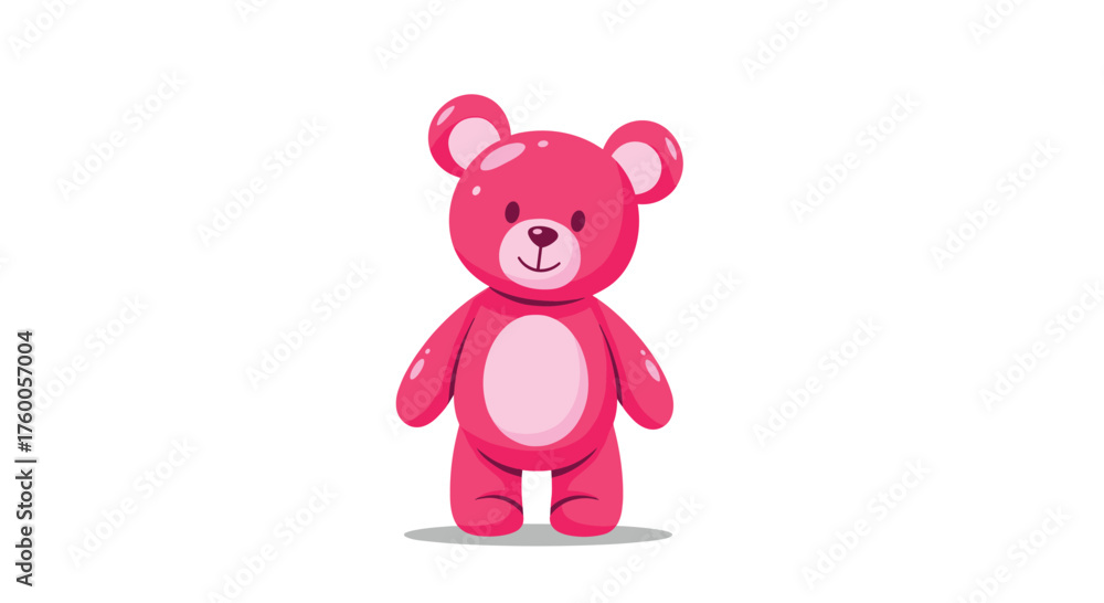 Naklejka premium A cute pink teddy bear standing and looking forward